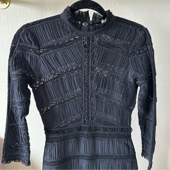 Ulla Johnson Silk Chiffon Sheer Lace Kitty Dress - Picture 6 of 10